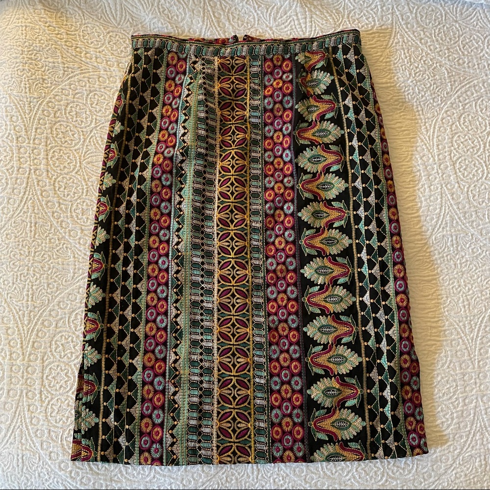Anthropologie Vanessa Virginia embroidered pencil skirt
